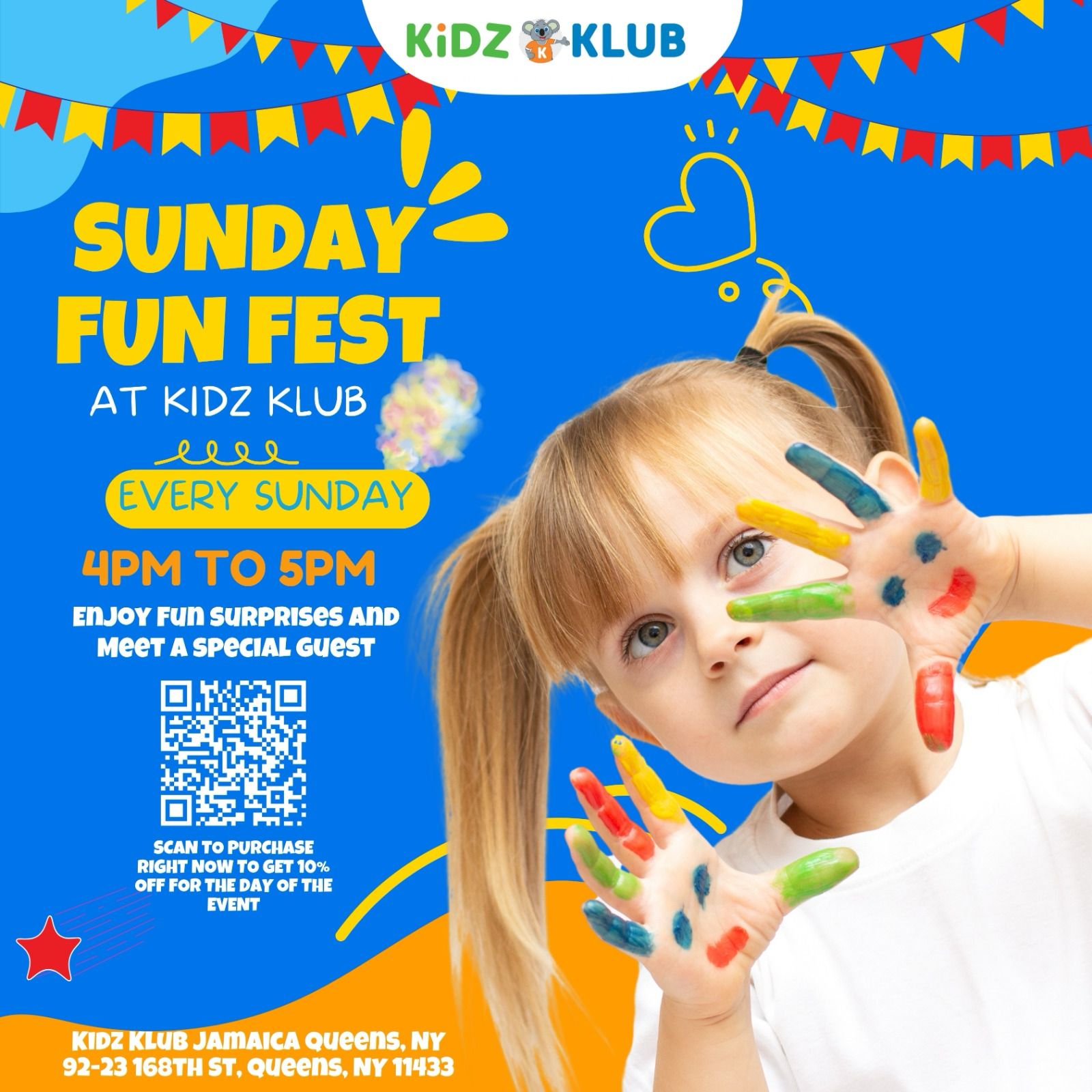 Sunday Fun Fest at Kidz Klub( Every Sunday 4pm to 5 PM