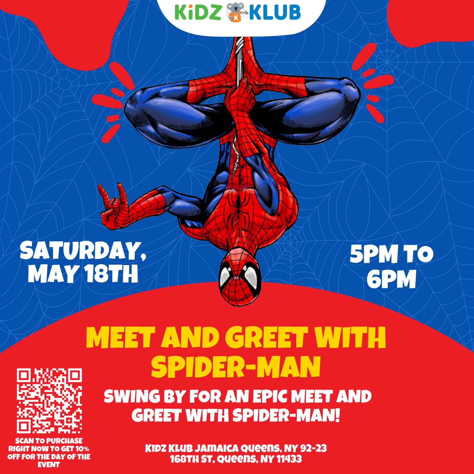 Meet and Greet with Spiderman at Kidz Klub