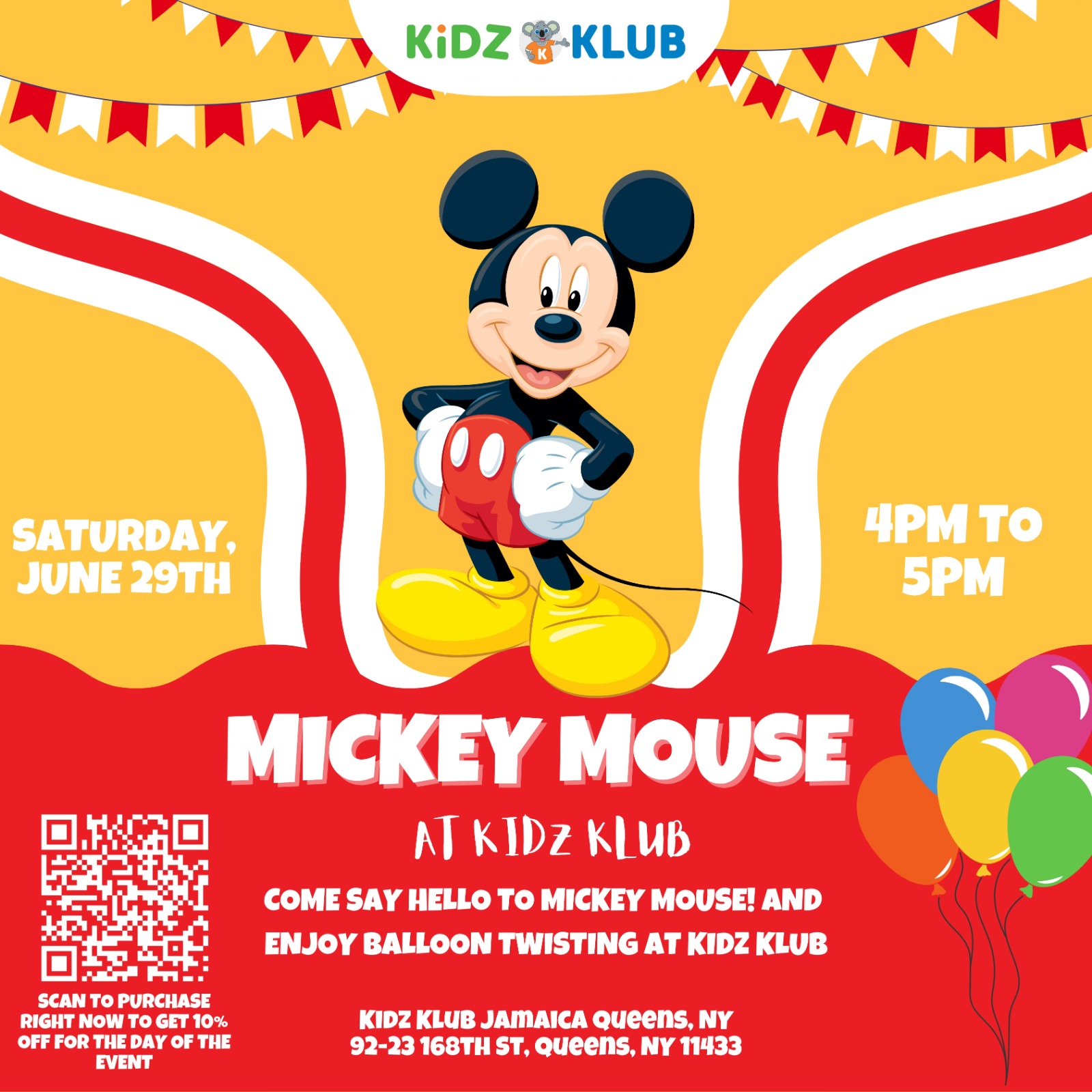 Meet and Greet with Mickey Mouse at Kidz Klub